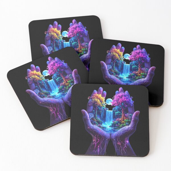 Item preview, Cosmic Caretaker | Bioluminescent Hands digital artwork  designed and sold by Alicjareign.