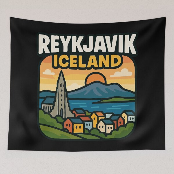 Item preview, Reykjavík Iceland Travel Retro designed and sold by TomFrontierArt.