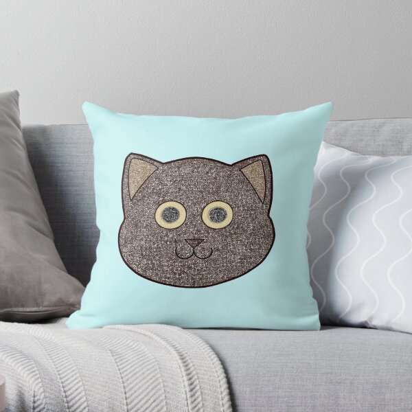 Brown Cat Head Throw Pillow