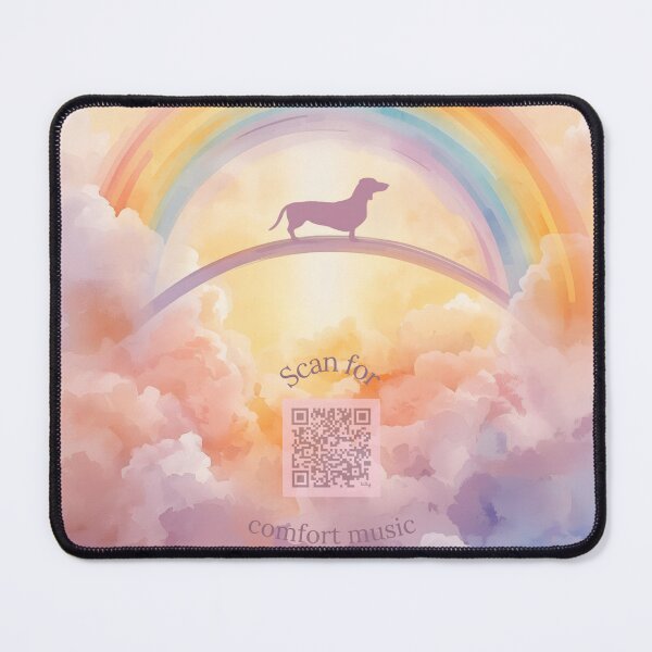 Item preview, Dachshund Rainbow Bridge Memorial – Pet Loss Art with Grief Playlist QR designed and sold by Esterlane.