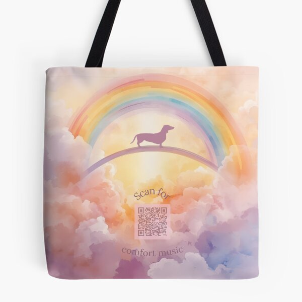 Item preview, Dachshund Rainbow Bridge Memorial – Pet Loss Art with Grief Playlist QR designed and sold by Esterlane.