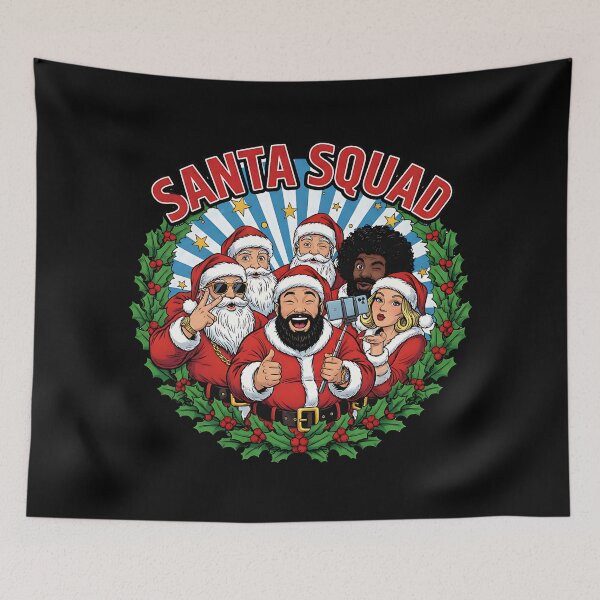 Item preview, Diverse Santa Squad Taking Christmas Selfie designed and sold by Silent Watch Threads..
