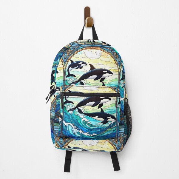 Item preview, Orca Family Stained Glass Ocean Window designed and sold by PEACELOVERSART.