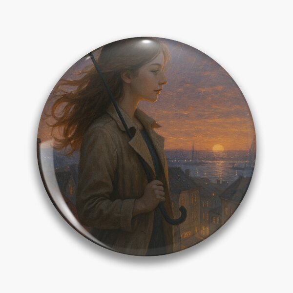 Item preview, City, Umbrella and the Girl – Rooftop Rainy Evening Scene | GGSTCraft designed and sold by ggstcraft.
