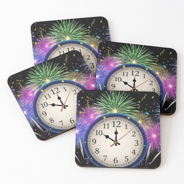 Item preview, Vibrant New Year’s Midnight Clock with Fireworks and Confetti – Festive Celebration Illustration designed and sold by PixelVibe782.