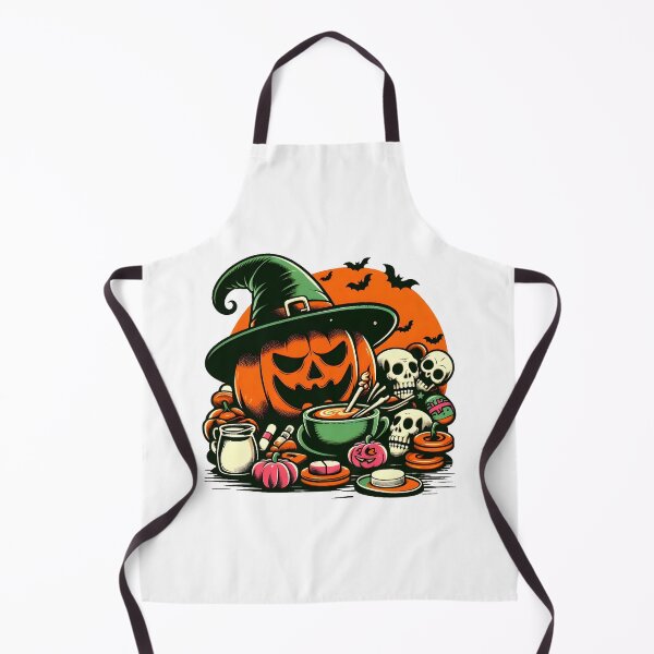 Item preview, Witchy Pumpkin Feast with Skulls and Halloween Potions. designed and sold by The-T-In-Retro.