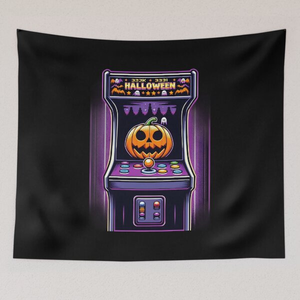 Item preview, Retro Halloween Arcade Machine with Pumpkin and Ghosts. designed and sold by The-T-In-Retro.