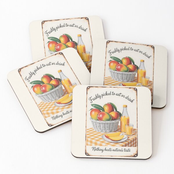 Item preview, Fresh Mangos in a basket - retro metal plate advertising designed and sold by Museum Of Non-Existing Art.