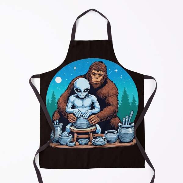 Item preview, Alien and Bigfoot Pottery Night Scene designed and sold by Cats and Other Things.