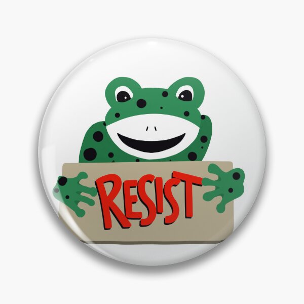Item preview, Green Frog Holding "Resist"Sign - Activist Protest Illustration designed and sold by Katherine Mills .