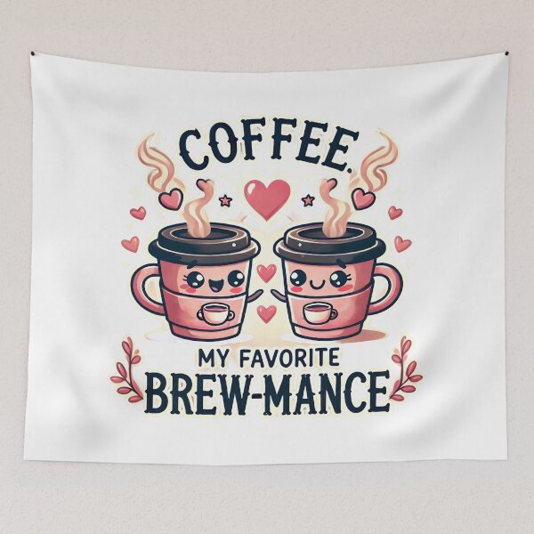 Item preview, Coffee Brew-Mance Cute Couple Illustration. designed and sold by The-T-In-Retro.