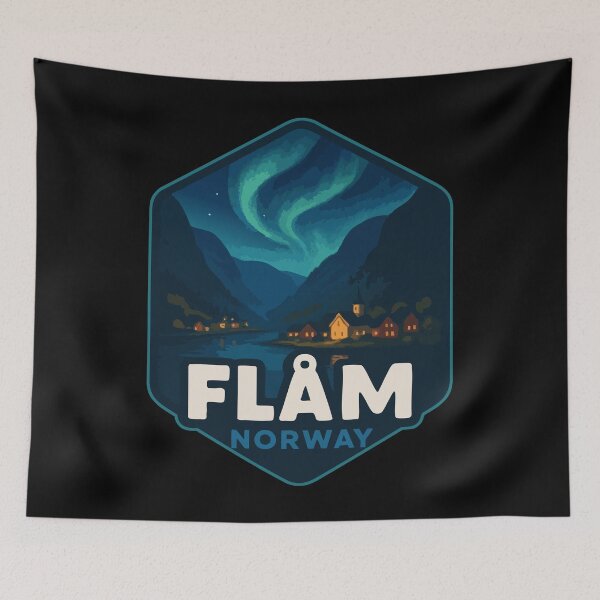 Item preview, Flåm Flam Norway Retro Northern Lights designed and sold by TomFrontierArt.