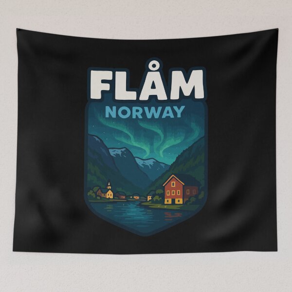 Item preview, Flåm Flam Norway Northern Lights Travel designed and sold by TomFrontierArt.