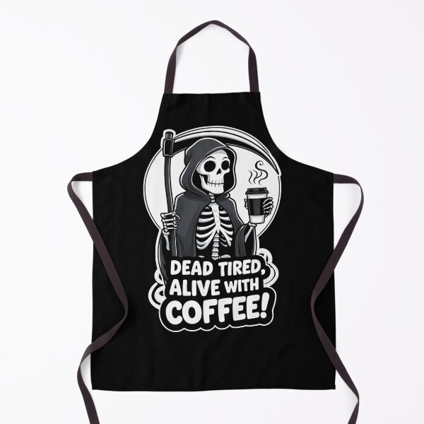Item preview, Funny Grim Reaper - Dead Tired, Alive with Coffee! - Coffee Lover Art designed and sold by Skulls & Calaveras.