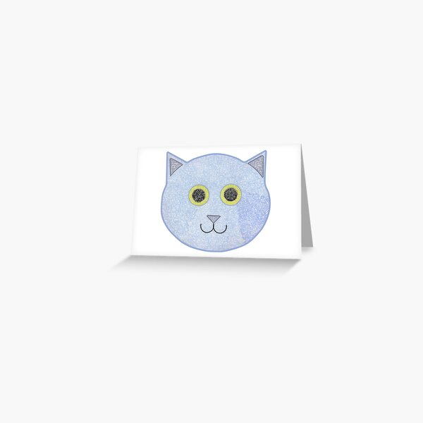 Blue Cat Head Greeting Card