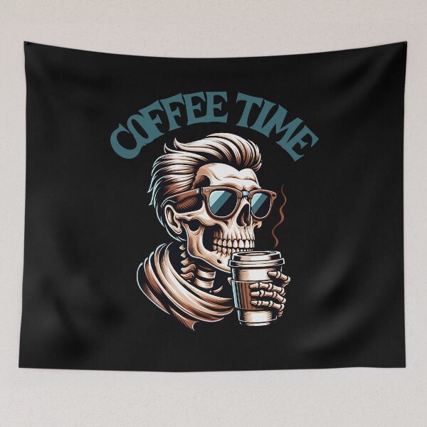 Item preview, Coffee time, cool skeleton with a coffee designed and sold by ReneMM.
