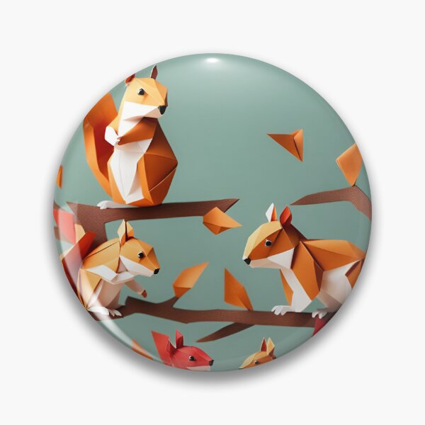 Item preview, Origami Art - Nestled Harmony: A Family of Squirrels on a Branch designed and sold by ArtfulFolds.