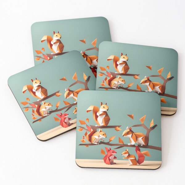 Item preview, Origami Art - Nestled Harmony: A Family of Squirrels on a Branch designed and sold by ArtfulFolds.