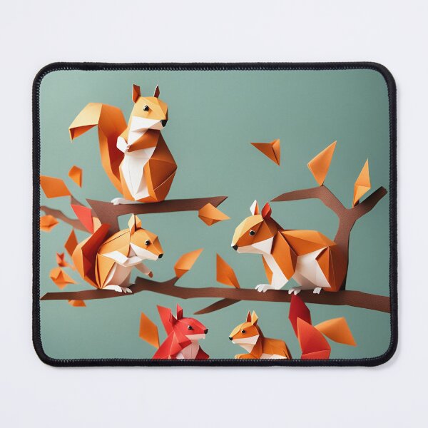 Item preview, Origami Art - Nestled Harmony: A Family of Squirrels on a Branch designed and sold by ArtfulFolds.