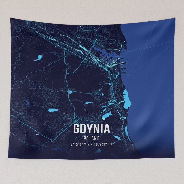 Item preview, Gdynia (Poland) Midnight City Map designed and sold by HomeLivingCo.