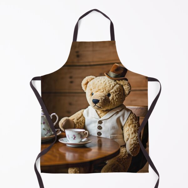 Item preview, Tea Time Companion – Vintage Teddy Bear in a Cozy Cabin designed and sold by PawPrintedArt.