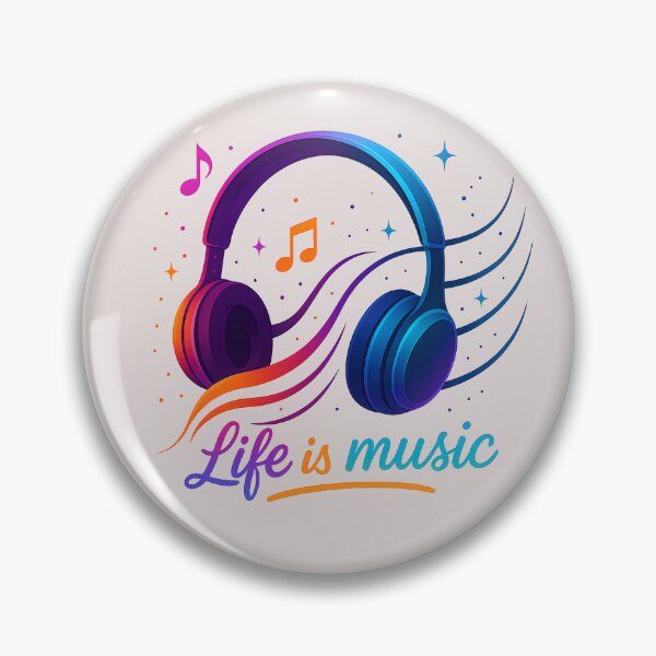 Item preview,  Life is Music — Neon Headphones for Music Lovers designed and sold by Les-Ink-Studio.