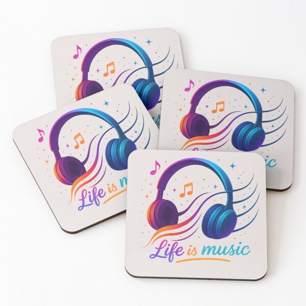 Item preview,  Life is Music — Neon Headphones for Music Lovers designed and sold by Les-Ink-Studio.