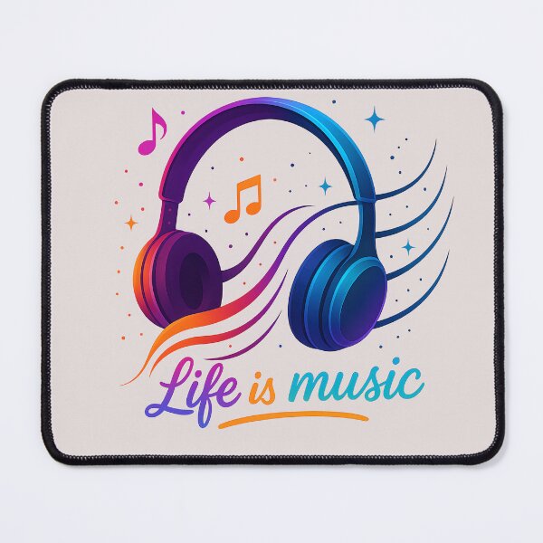 Item preview, Life is Music — Neon Headphones for Music Lovers designed and sold by Les-Ink-Studio.
