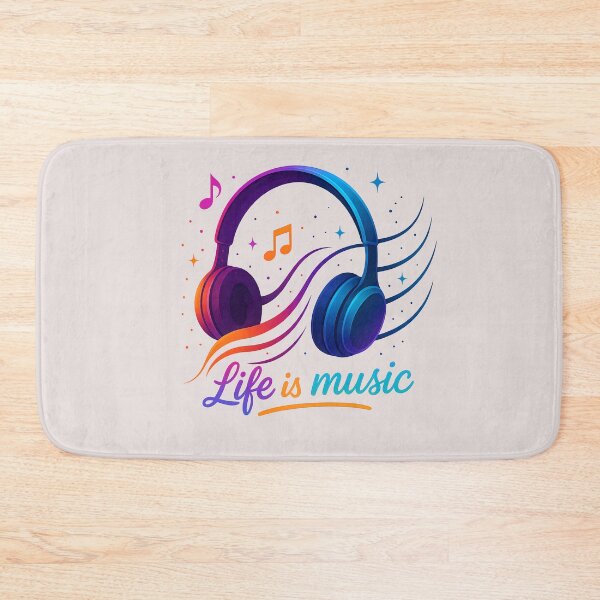 Item preview,  Life is Music — Neon Headphones for Music Lovers designed and sold by Les-Ink-Studio.