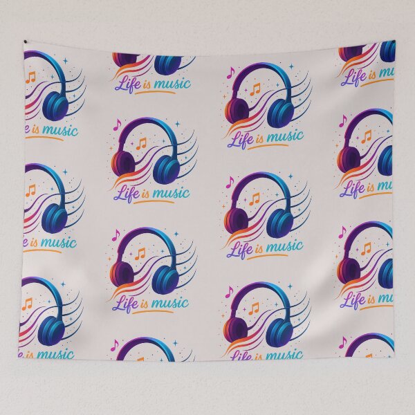 Item preview,  Life is Music — Neon Headphones for Music Lovers designed and sold by Les-Ink-Studio.