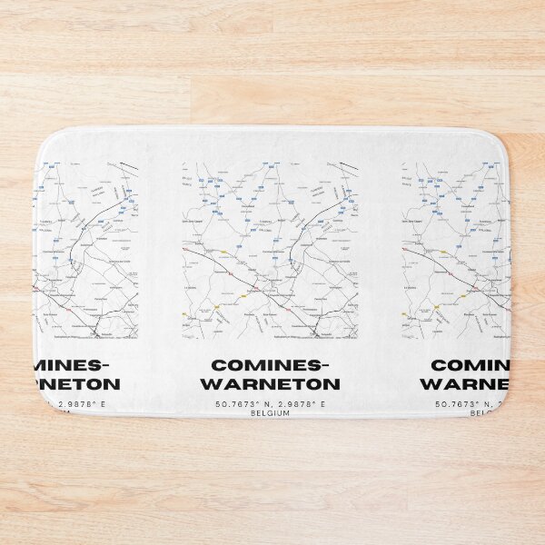 Item preview, Comines-Warneton Belgium Map | Modern Minimalist Black and White Map Print designed and sold by RM-Journey.