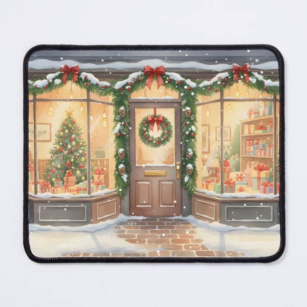 Item preview, Cozy Christmas Shopfront in Watercolor Snow designed and sold by homydesign.