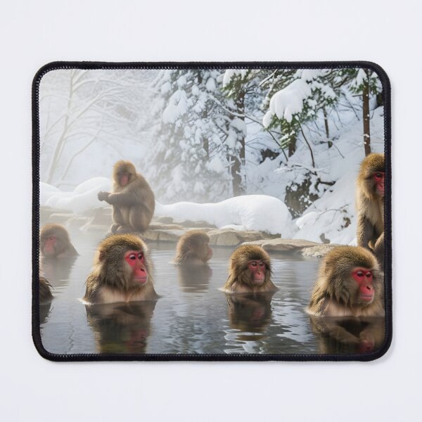 Item preview, Japanese Snow Monkeys Bathing in a Steaming Hot Spring designed and sold by homydesign.