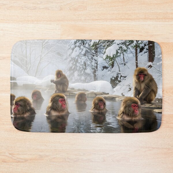 Item preview, Japanese Snow Monkeys Bathing in a Steaming Hot Spring designed and sold by homydesign.