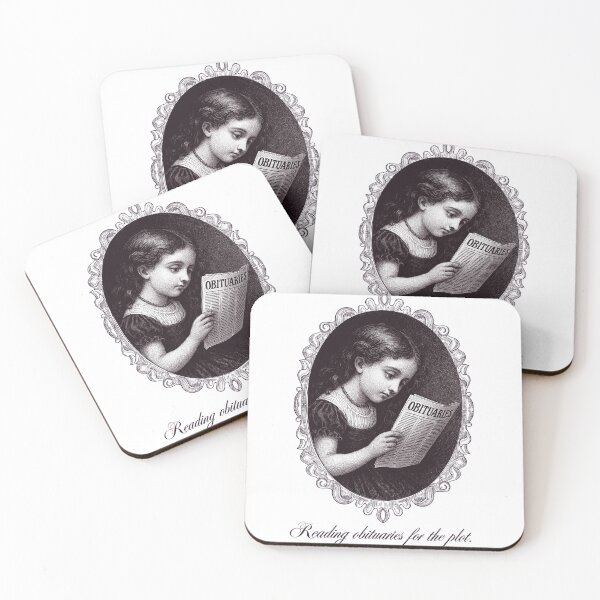 Item preview, Reading Obituaries for the Plot – Morbidly Curious Little Girl Design designed and sold by Little Happies.