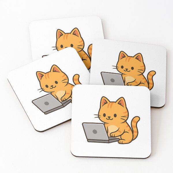 Item preview, Cartoon Cat Typing on Laptop designed and sold by luckyyouth.