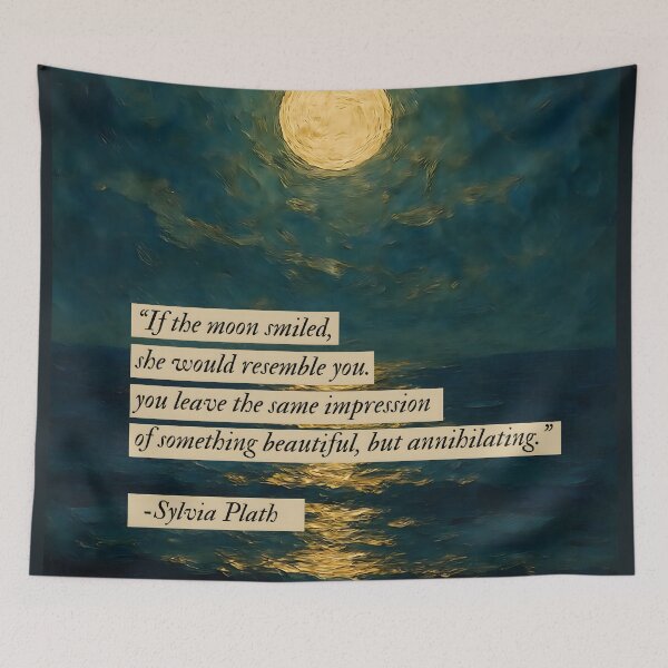 Item preview, Sylvia Plath Ariel poetry quote - "If the moon smiled, she would resemble you."  designed and sold by gibbianne.