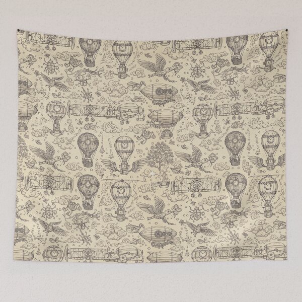 Item preview, Intricate Steampunk Aviator Balloon Seamless Pattern designed and sold by Popettte.
