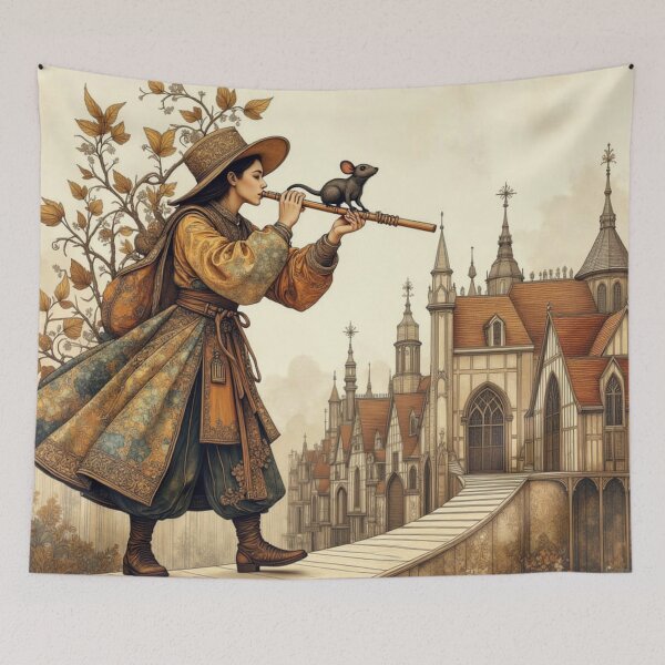 Item preview, the flute player and the rat designed and sold by Talpha.