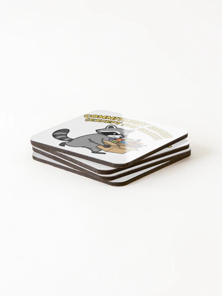 Thumbnail 4 of 5, Coasters (Set of 4), Commitment Issues Raccoon designed and sold by Star-Racc.