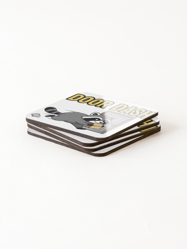 Thumbnail 4 of 5, Coasters (Set of 4), Door Dash Raccoon designed and sold by Star-Racc.