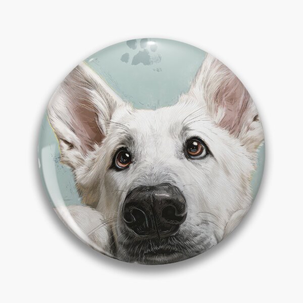 Item preview, White German Shepherd Peaking over Wall 01 designed and sold by Elisabeth Lucas.