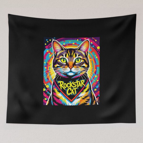 Item preview, Psychedelic Rockstar Cat designed and sold by Melody-Merch.