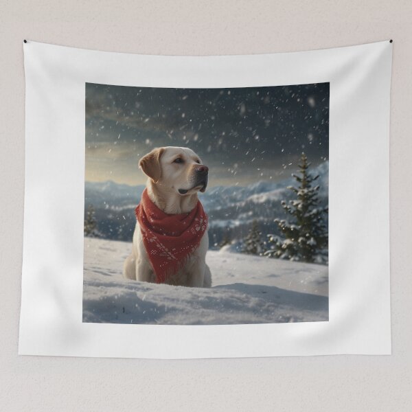 Item preview, Dog with Scarf in the Snow designed and sold by PetJoyPrintsCO.