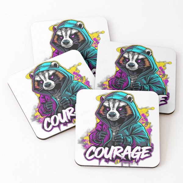 Item preview, COURAGE Urban Raccoon Streetwear Design – Neon Vibe Graphic designed and sold by YASS@.
