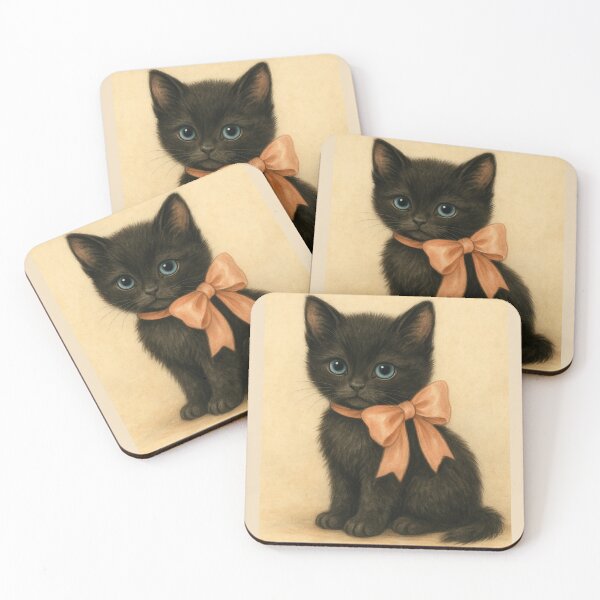 Item preview, A vintage-style angel kitten with bright blue eyes and soft wings designed and sold by The Silly Goose Studio.