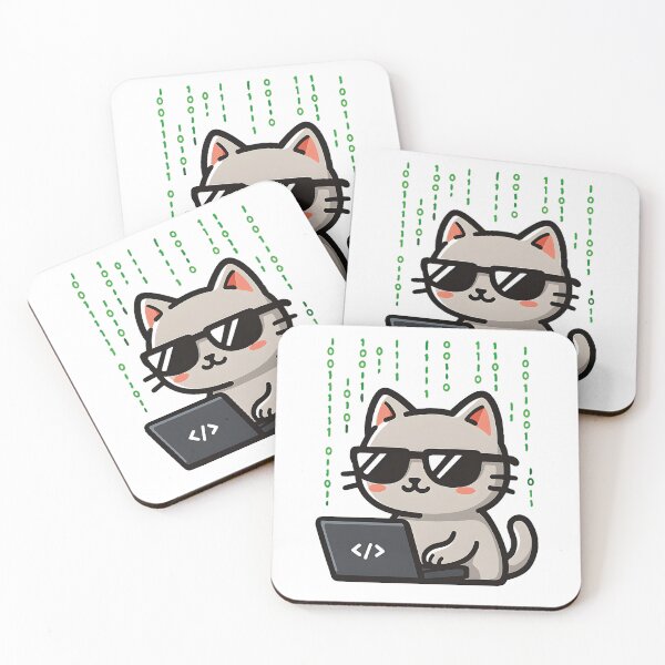 Item preview, Cool Coder Cat: Kawaii Programmer Kitty with Sunglasses Coding on Laptop - Funny Programmer Gift T-Shirt & Sticker designed and sold by Greemo03.