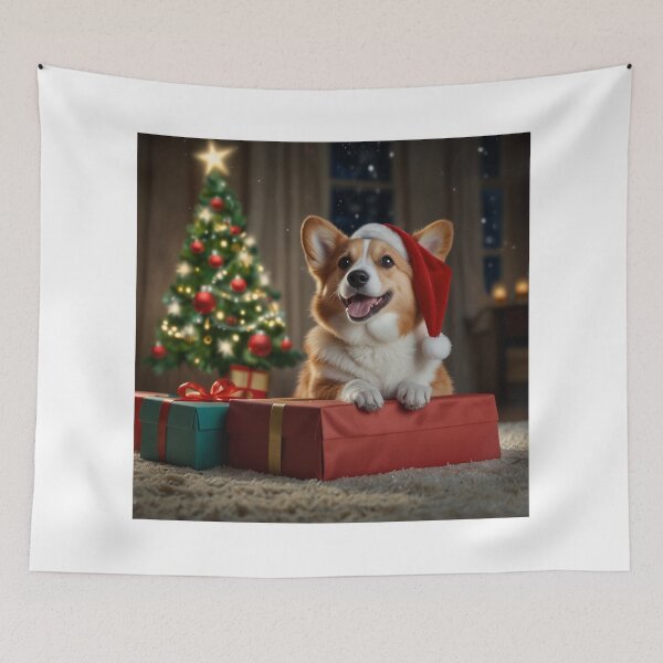 Item preview, Corgi Wearing a Santa Hat designed and sold by PetJoyPrintsCO.