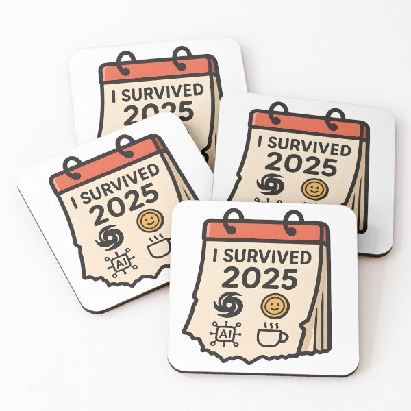 Item preview, I Survived 2025 Funny Calendar Hurricane Heat Coffee Survivor T-Shirt & Sticker designed and sold by Greemo03.