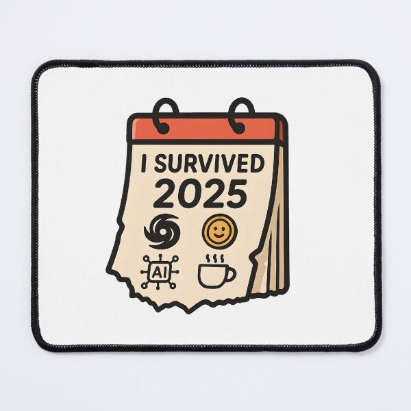 Item preview, I Survived 2025 Funny Calendar Hurricane Heat Coffee Survivor T-Shirt & Sticker designed and sold by Greemo03.